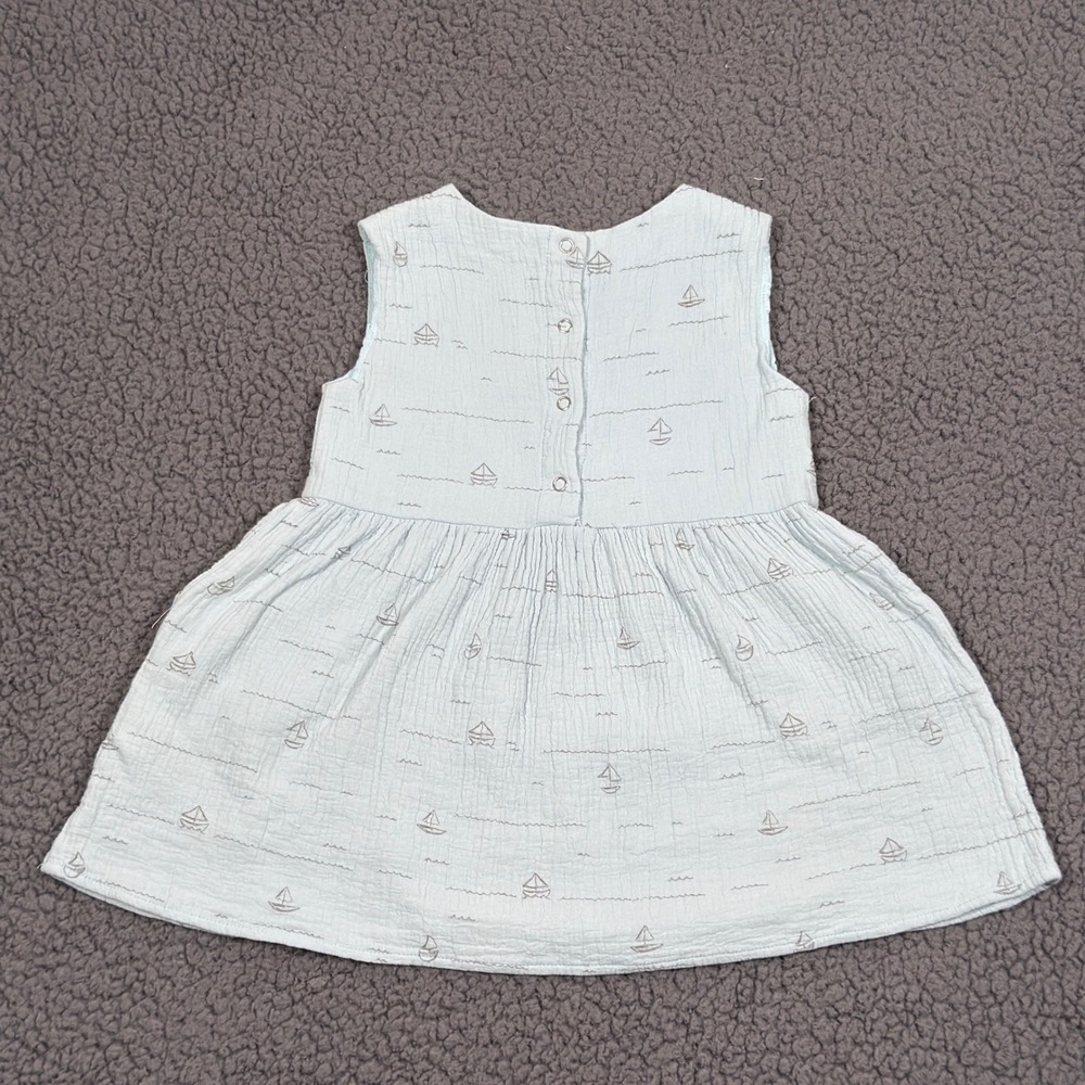 Ettie & H Baby Sleeveless Gauze Dress Blue Boats Girls 2Y Lightweight Sailboat